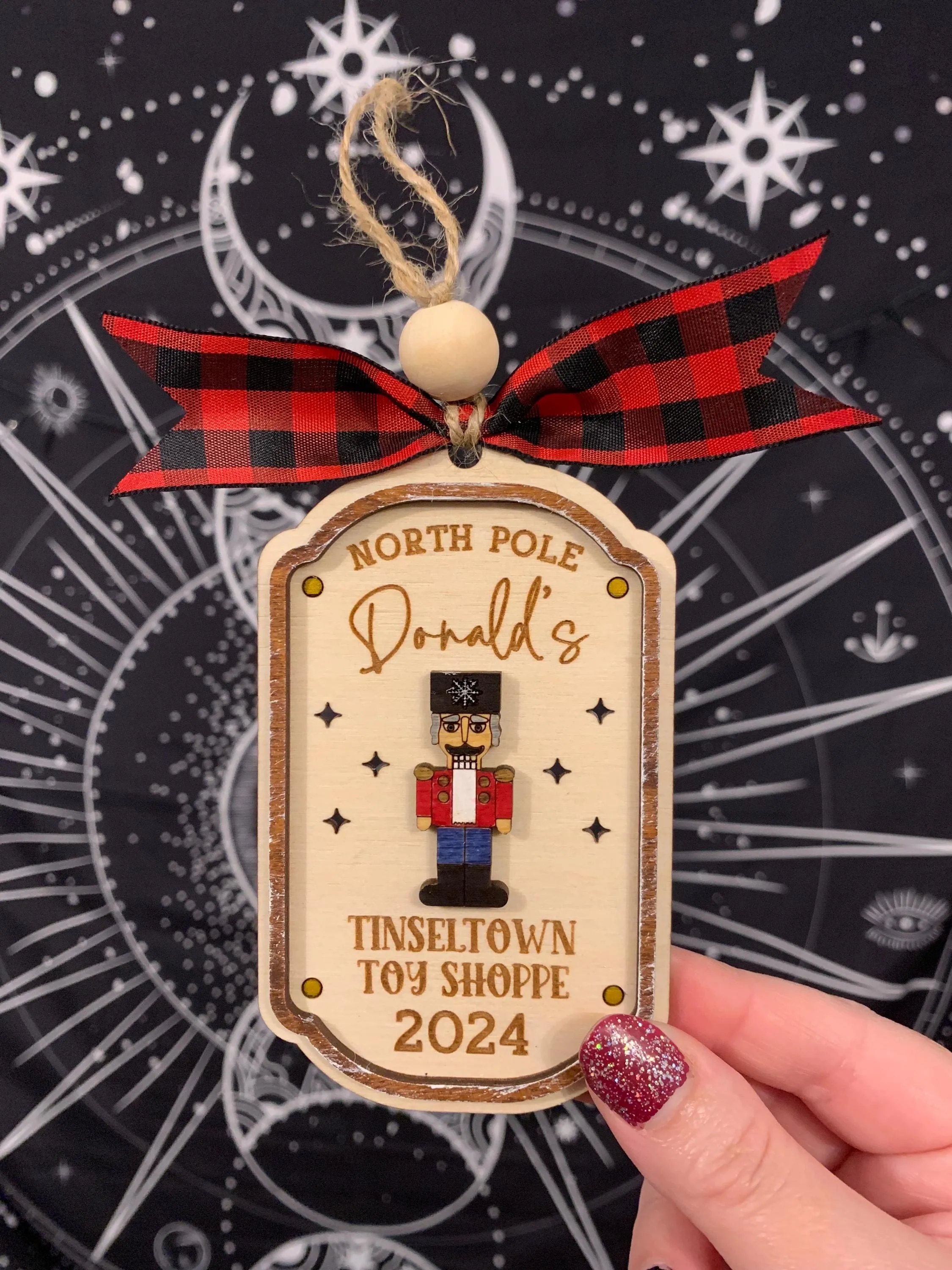 North Pole Tinsel Town Toy Shoppe Family Name Christmas Ornament - Personalizable Quick Cut File For Glowforge Lasers - Digital SVG File