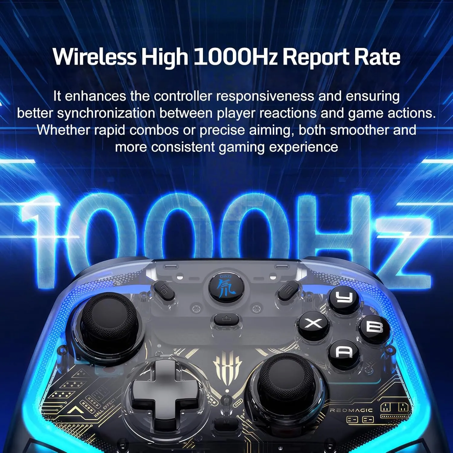 Nubia RedMagic PC Controller Wireless Bluetooth Controller with RGB Lighting Gaming Controller for Windows PC Android & iOS Steam and Switch