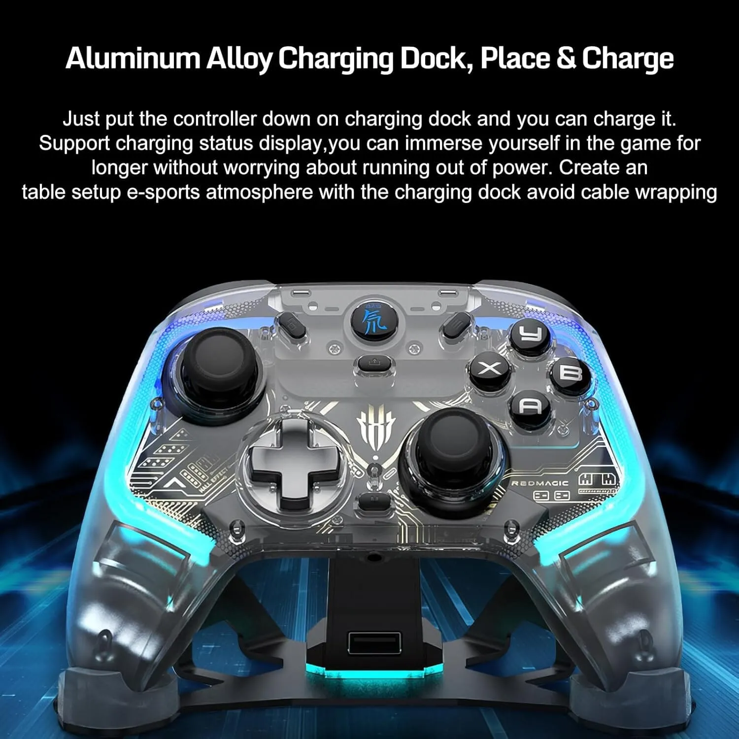 Nubia RedMagic PC Controller Wireless Bluetooth Controller with RGB Lighting Gaming Controller for Windows PC Android & iOS Steam and Switch