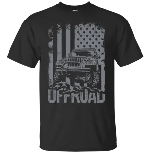 Off-Road Car 4x4 Vehicle Independence Day July 4th American Flag Mountains Adventure Explore Gift Unisex T-Shirt
