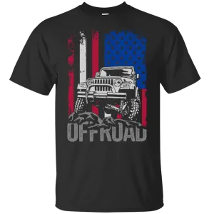 Off-Road Car 4x4 Vehicle Independence Day July 4th American Flag Mountains Adventure Explore Gift Unisex T-Shirt