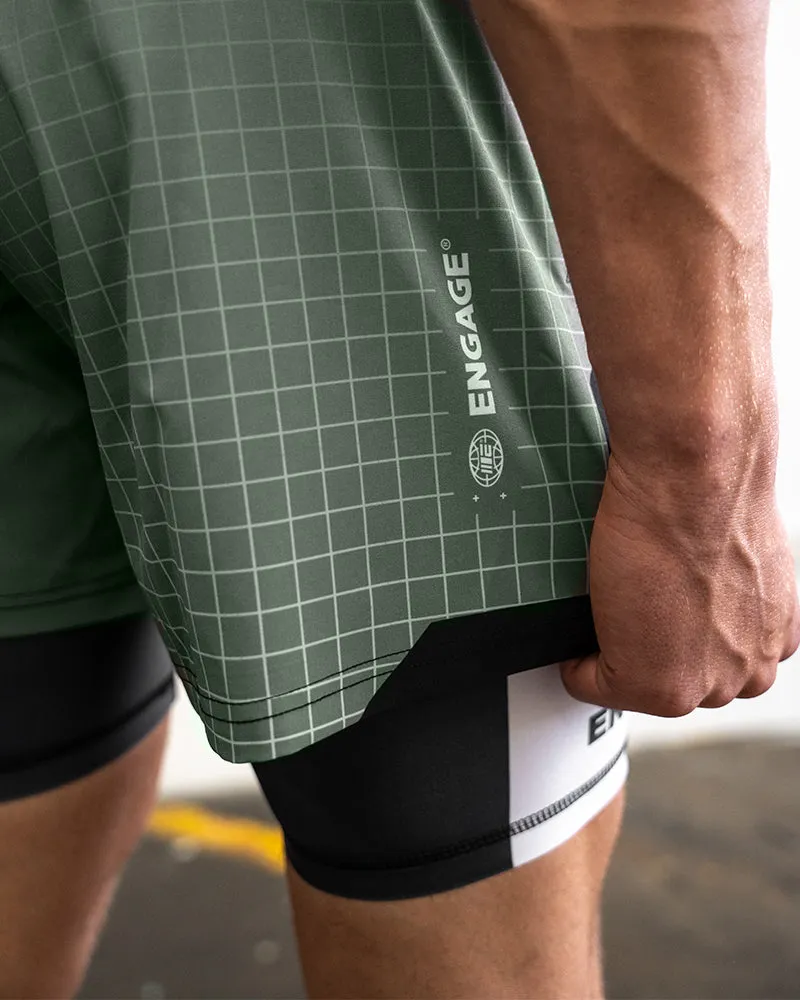 Olive Graph 2-in-1 Hybrid Shorts