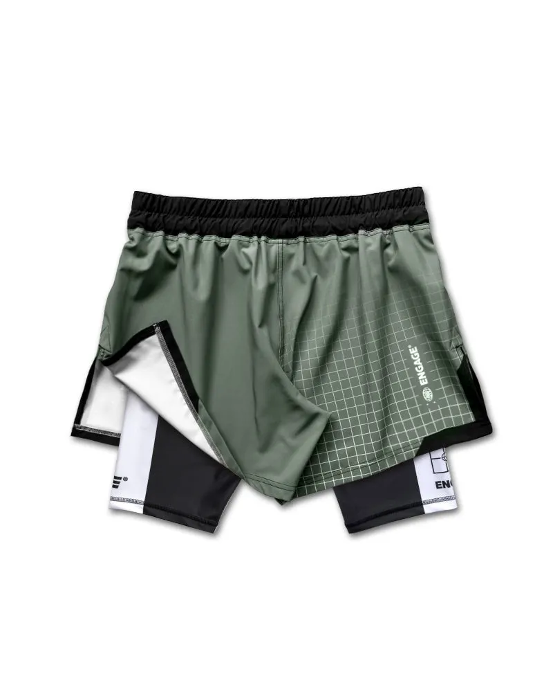 Olive Graph 2-in-1 Hybrid Shorts