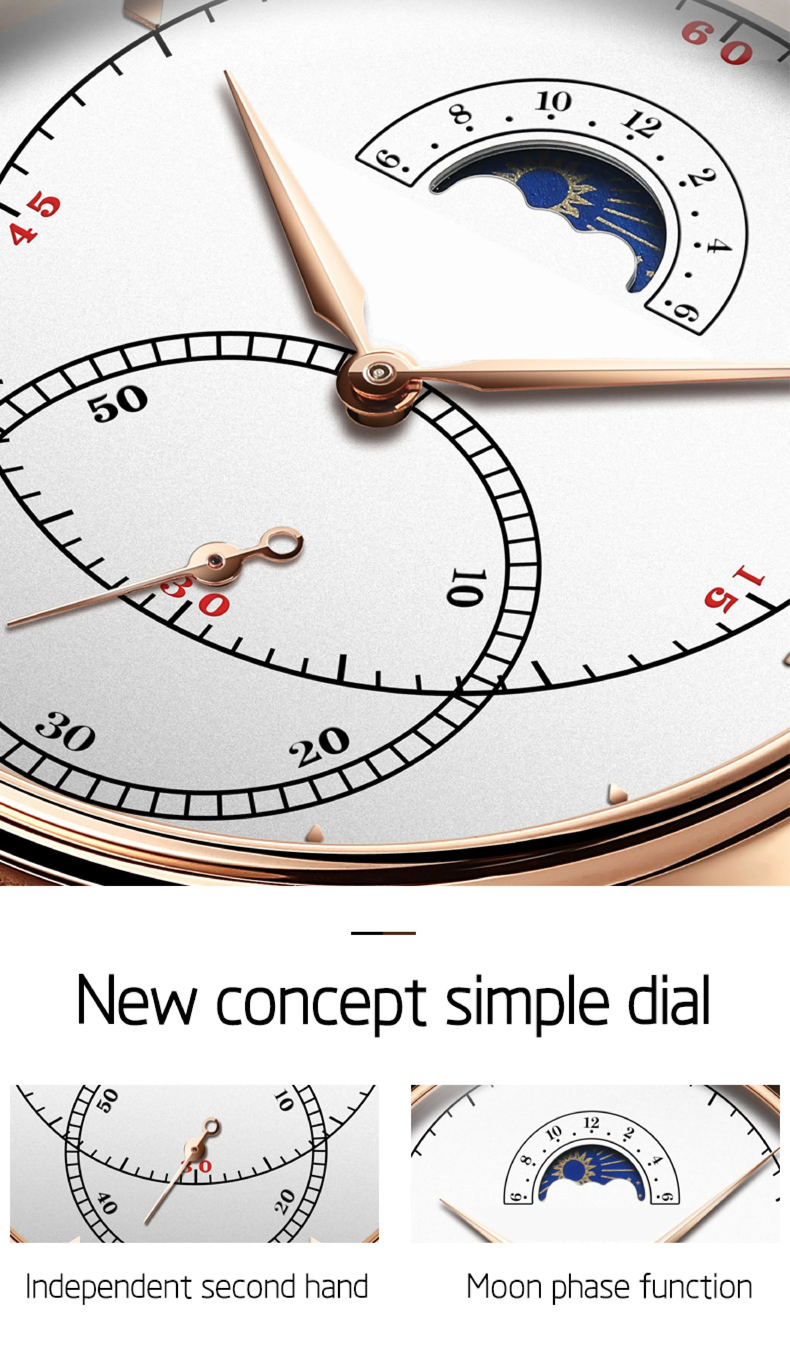 OLIVZ Multifunction Genuine Leather Men's Watch 