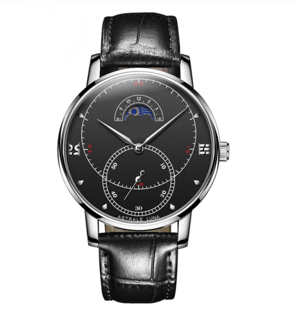 OLIVZ Multifunction Genuine Leather Men's Watch 