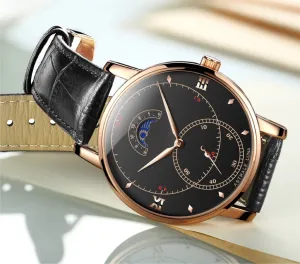 OLIVZ Multifunction Genuine Leather Men's Watch 