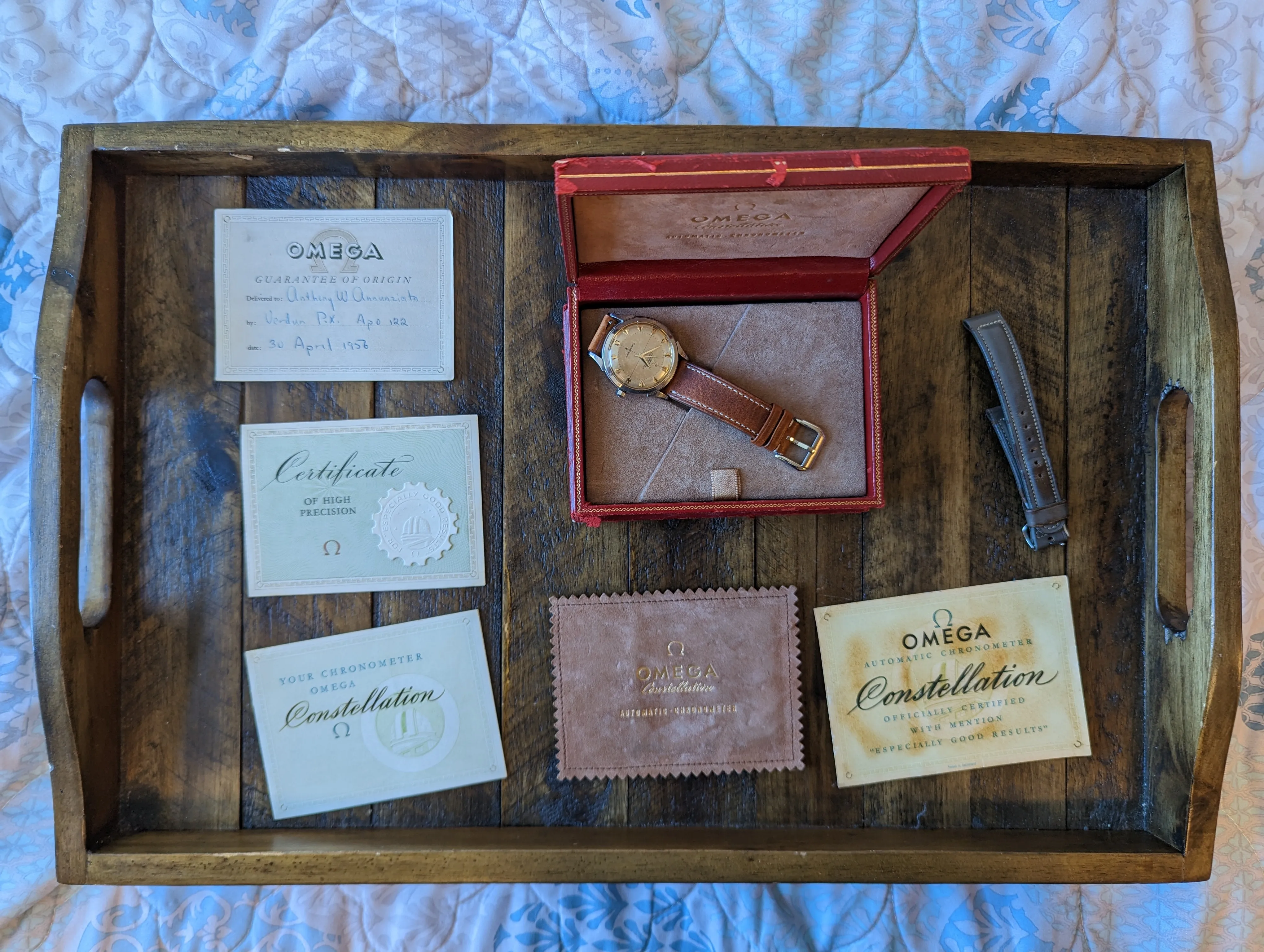 Omega Constellation 2782 w/ original box, papers and strap. Military provenance.