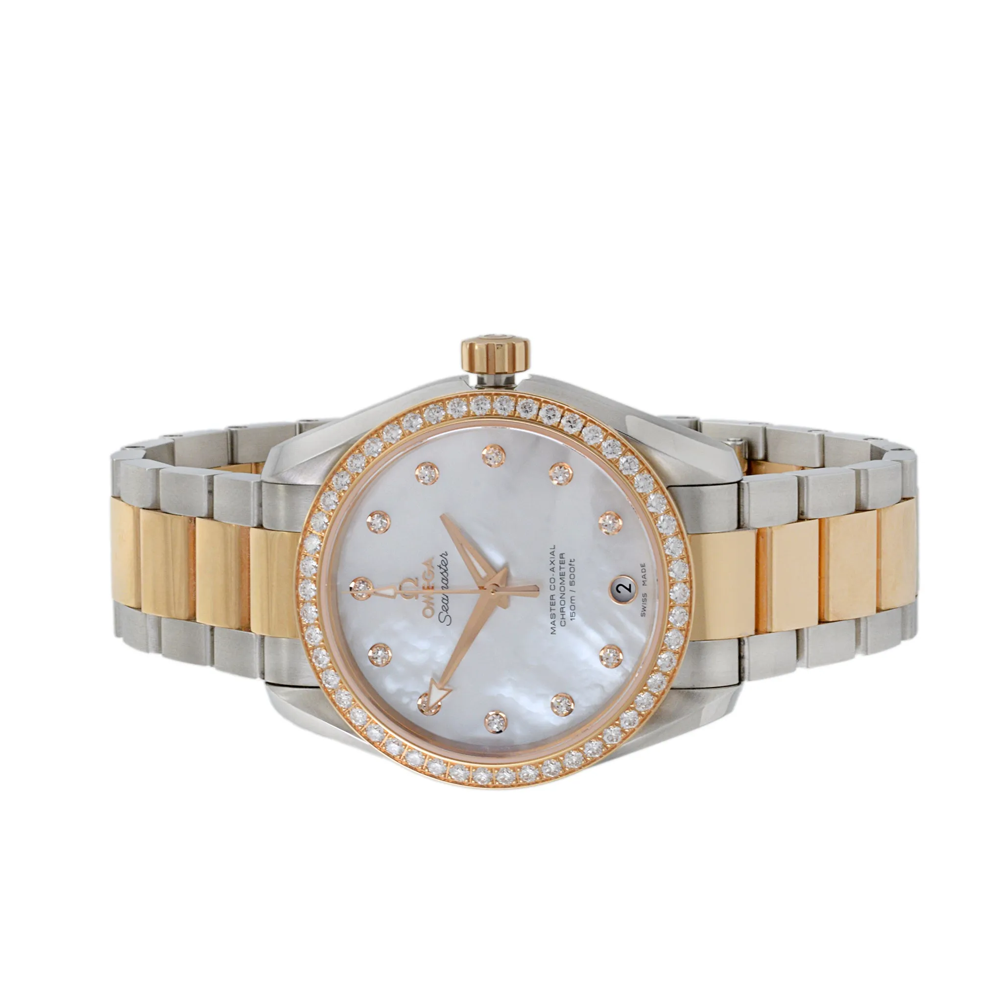 Omega Seamaster Aqua Terra Stainless Steel and 18K Rose Gold MOP and Diamonds