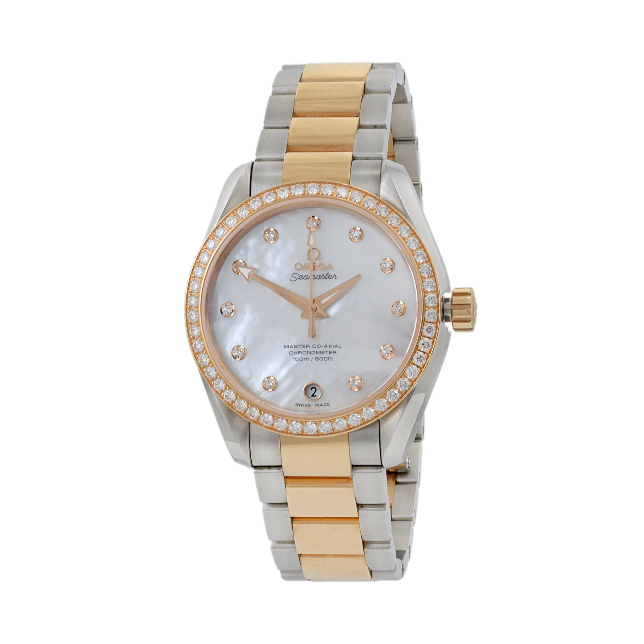 Omega Seamaster Aqua Terra Stainless Steel and 18K Rose Gold MOP and Diamonds