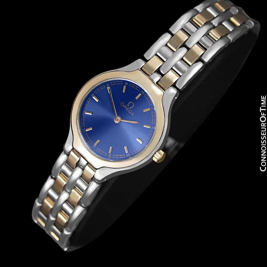 Omega Symbol Ladies Two-Tone Dress Watch - Stainless Steel & Solid 18K Gold