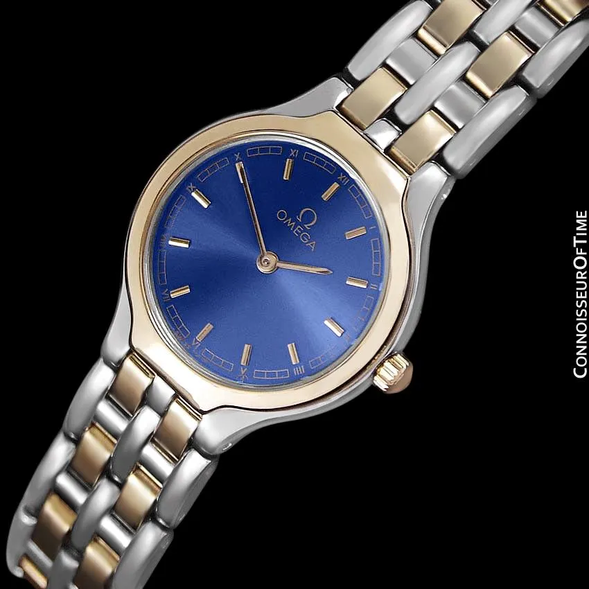 Omega Symbol Ladies Two-Tone Dress Watch - Stainless Steel & Solid 18K Gold