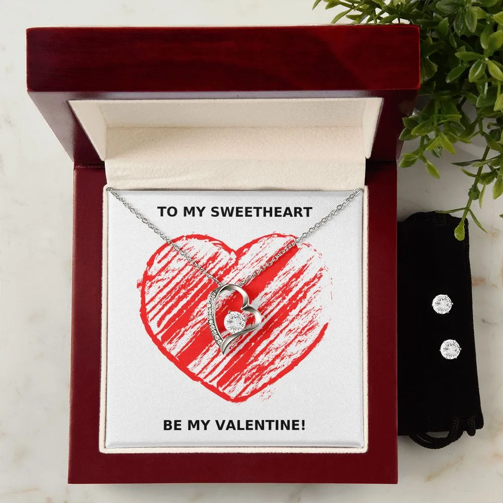 One & Only Sweetheart Valentine's Forever Heart Necklace & Cubic Zirconia Earring Set