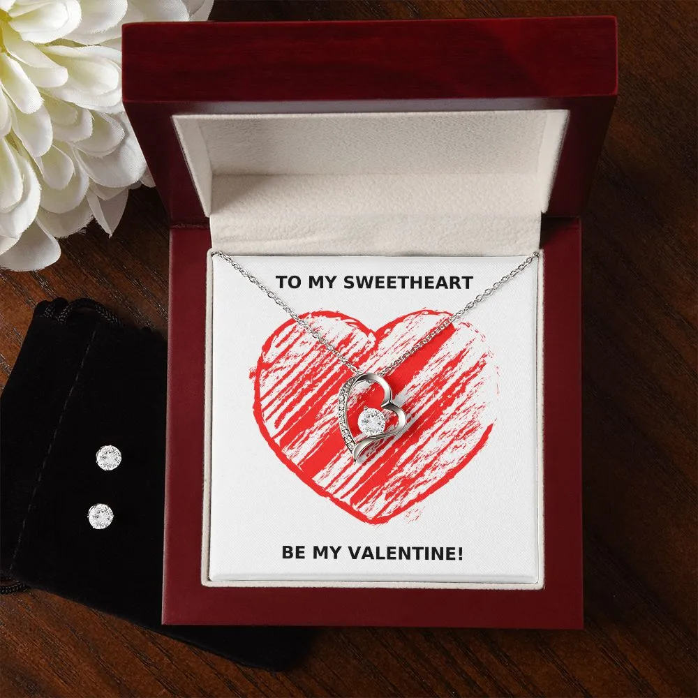 One & Only Sweetheart Valentine's Forever Heart Necklace & Cubic Zirconia Earring Set