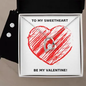 One & Only Sweetheart Valentine's Forever Heart Necklace & Cubic Zirconia Earring Set