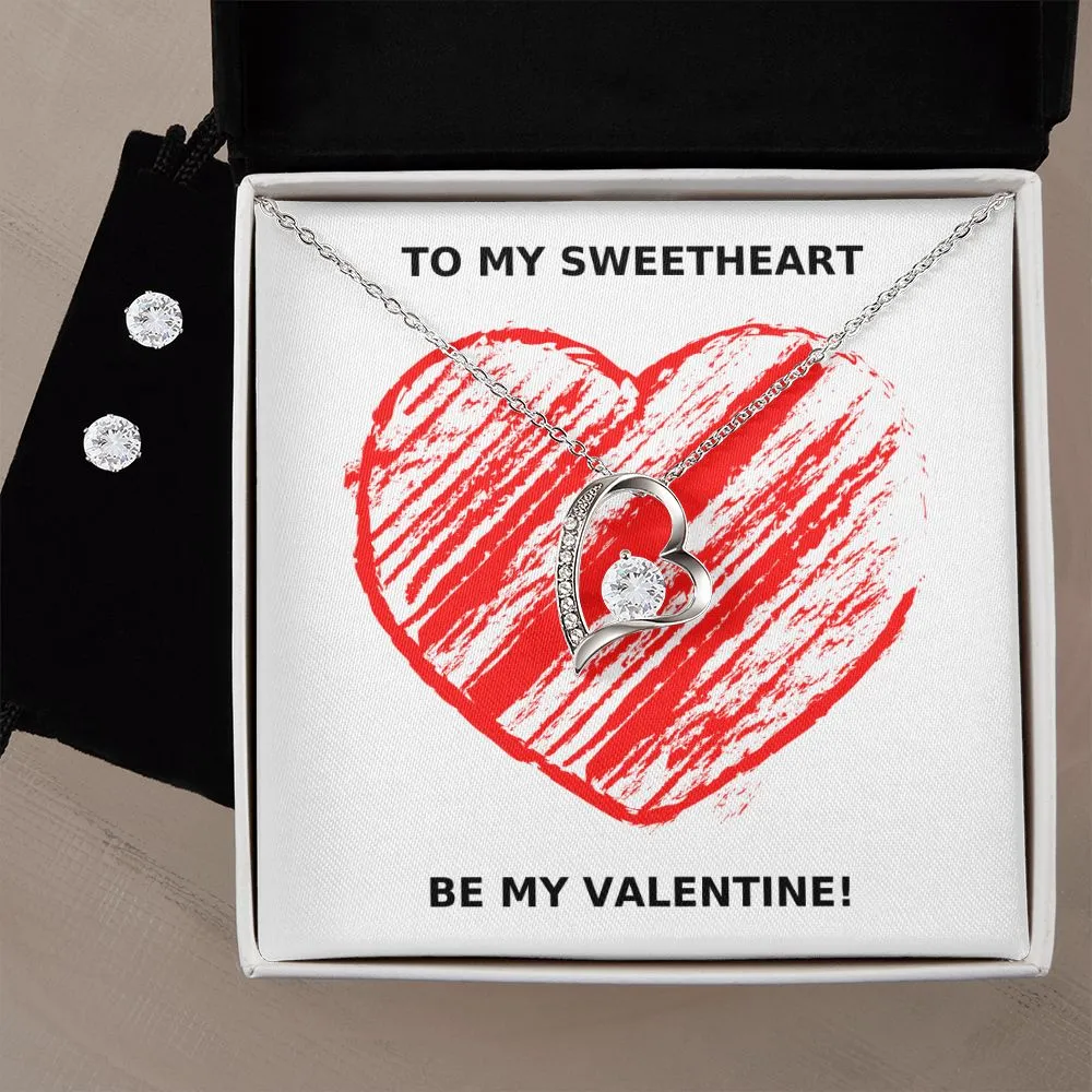 One & Only Sweetheart Valentine's Forever Heart Necklace & Cubic Zirconia Earring Set