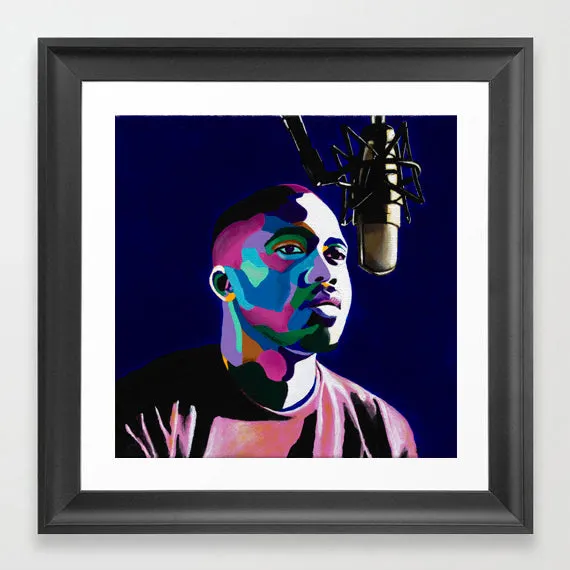 One Mic - Nas portrait art - Limited Edition Giclee Art Print & Wall Decor - Vakseen Art