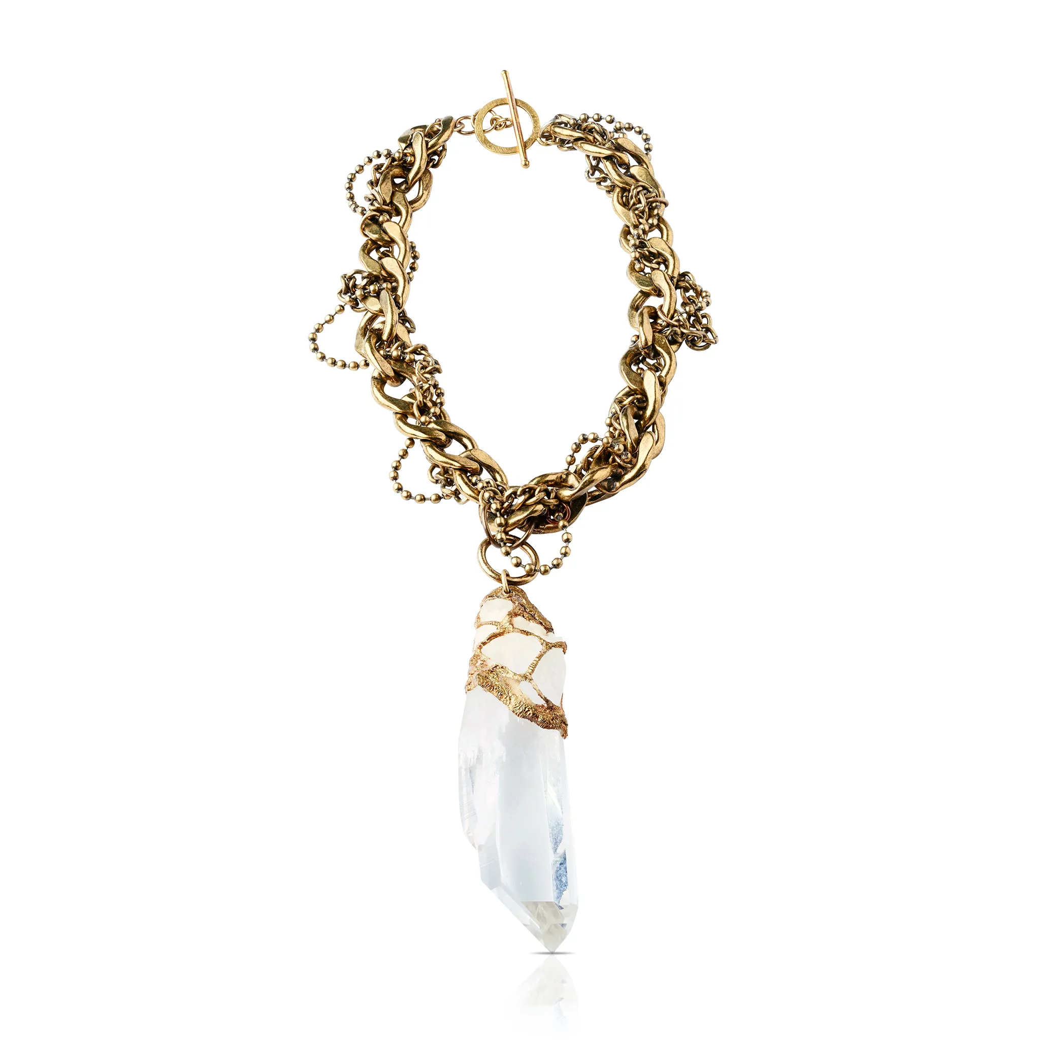 One-Of-A-Kind Colombian Quartz Crystal Necklace With Vintage Chain