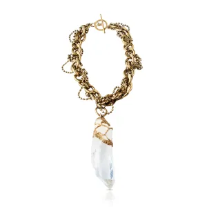 One-Of-A-Kind Colombian Quartz Crystal Necklace With Vintage Chain
