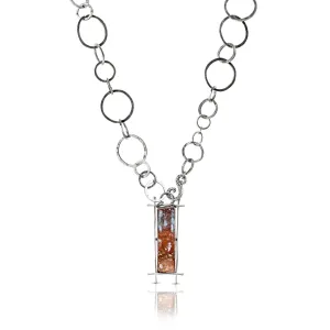 One-Of-A-Kind Rose And Blue Quartz Necklace With Medieval Chain