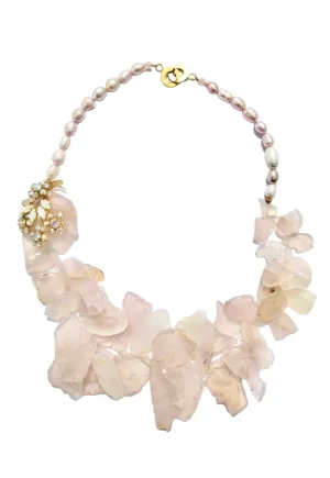 One-Of-A-Kind Vintage Blush Romance Chalcedony Bib Necklace