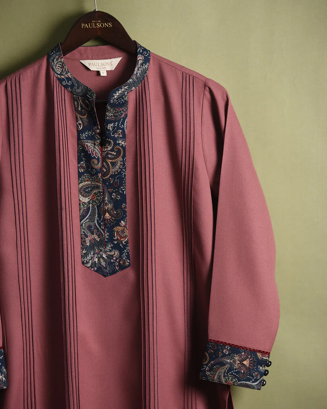 Onion Pink Winter Wear Wool Spun Blend Embroidered Ready To Wear Kurta With Pant