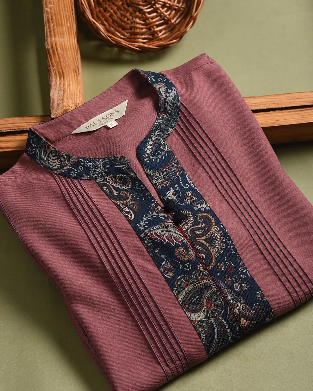 Onion Pink Winter Wear Wool Spun Blend Embroidered Ready To Wear Kurta With Pant