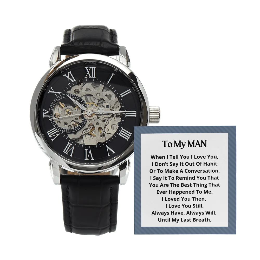 OPW_MAN M18 Men's Openwork Luxury Watch Leather Strap