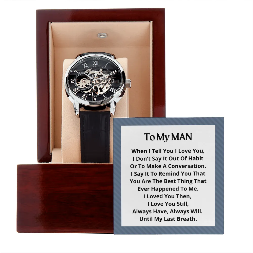 OPW_MAN M18 Men's Openwork Luxury Watch Leather Strap