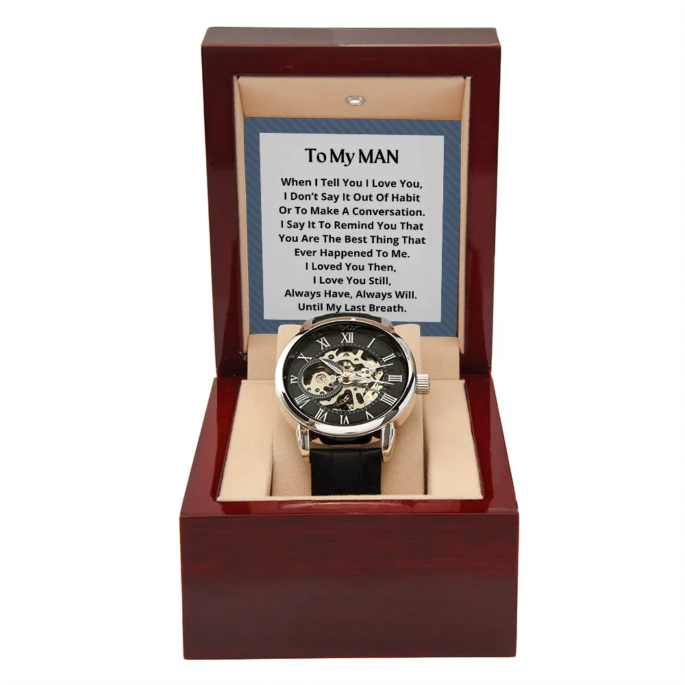 OPW_MAN M18 Men's Openwork Luxury Watch Leather Strap