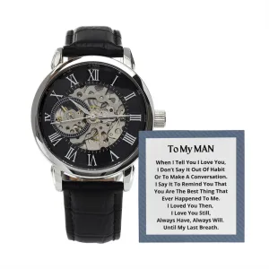 OPW_MAN M18 Men's Openwork Luxury Watch Leather Strap