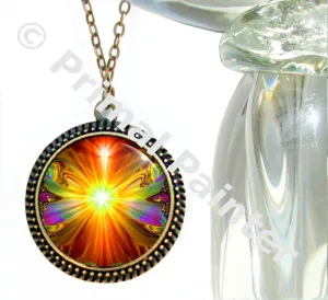 Orange Wearable Art Necklace, Reiki Jewelry, Chakra Pendant "Light Being"