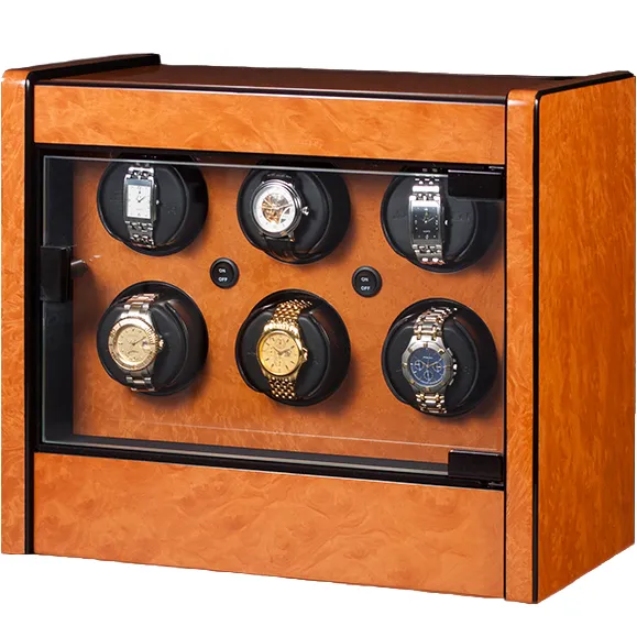 Orbita Avanti 6-Unit Watch Winder In Burlwood