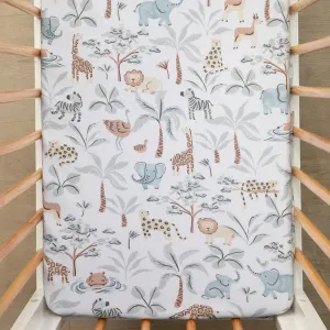 Organic Jersey Bassinet Fitted Sheet - Wild Safari
