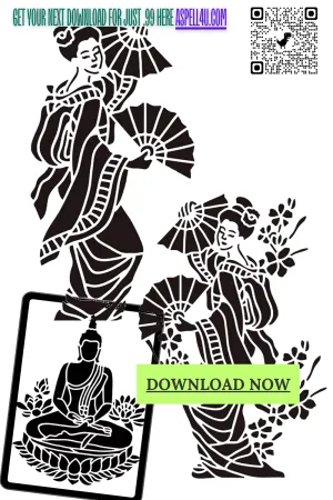 Oriental Couple and Buddha PNG SVGAI Enhanced Versatile Digital Designed Instant Download Transparent PNG SVG File Asian Inspired Craft Art