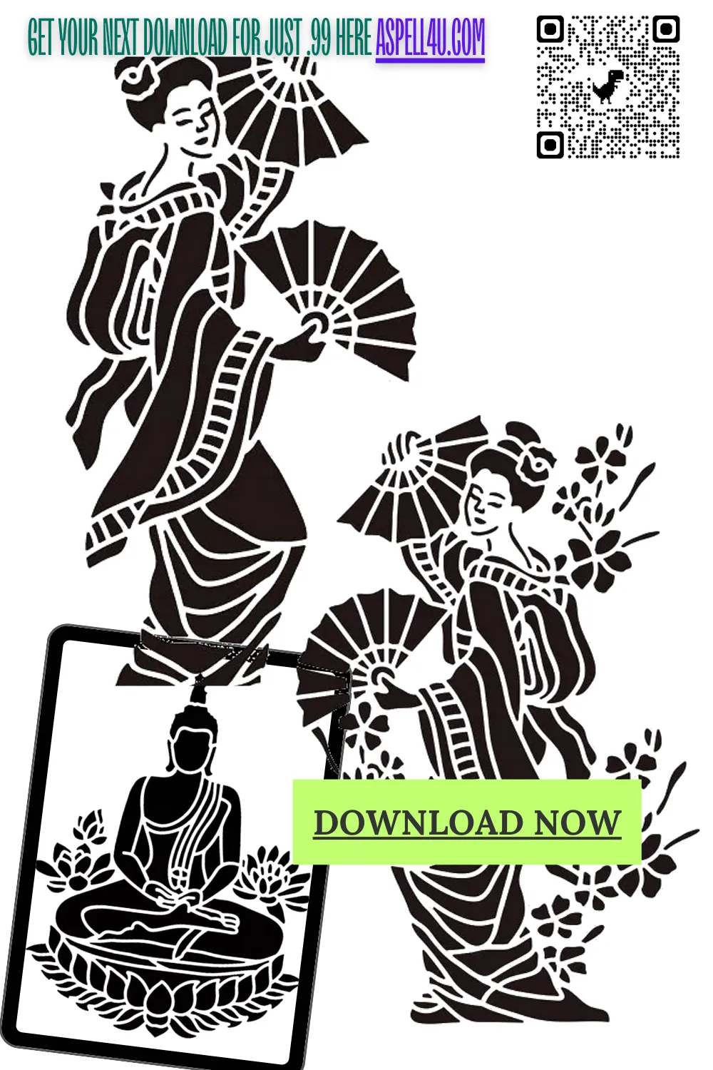 Oriental Couple and Buddha PNG SVGAI Enhanced Versatile Digital Designed Instant Download Transparent PNG SVG File Asian Inspired Craft Art