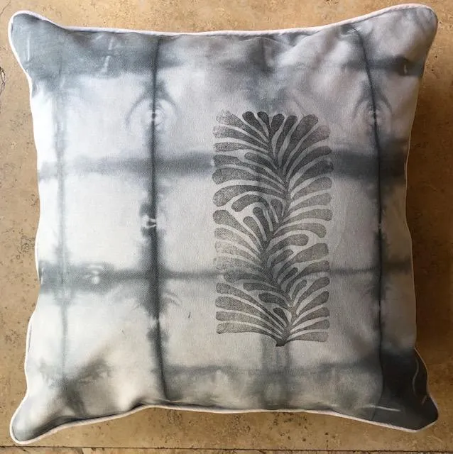 Origami Charcoal Shibori Throw Pillows