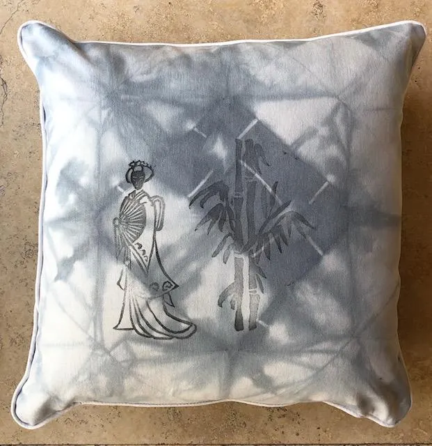 Origami Charcoal Shibori Throw Pillows