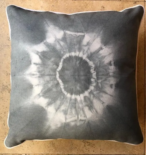Origami Charcoal Shibori Throw Pillows