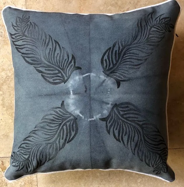 Origami Charcoal Shibori Throw Pillows