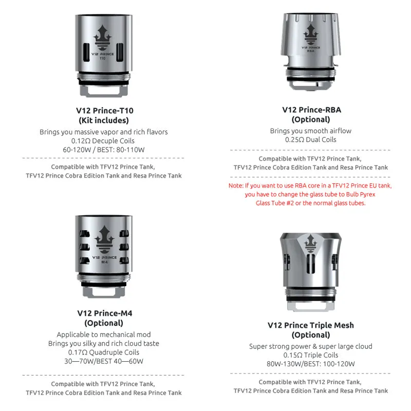 Original SMOK Vape Coil TFV12 Prince Coil V12 Prince RBA Q4 M4 X6 T10 Mesh Strip Core Fit for SMOK TFV12 Prince Tank x-priv kit