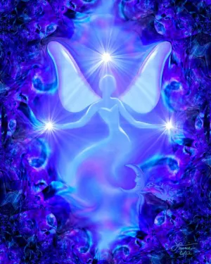 Original Visionary Art Print, Blue Violet Angel - "Dream"