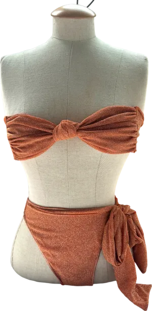 Oseree Rust Glitter Bikini Set UK S