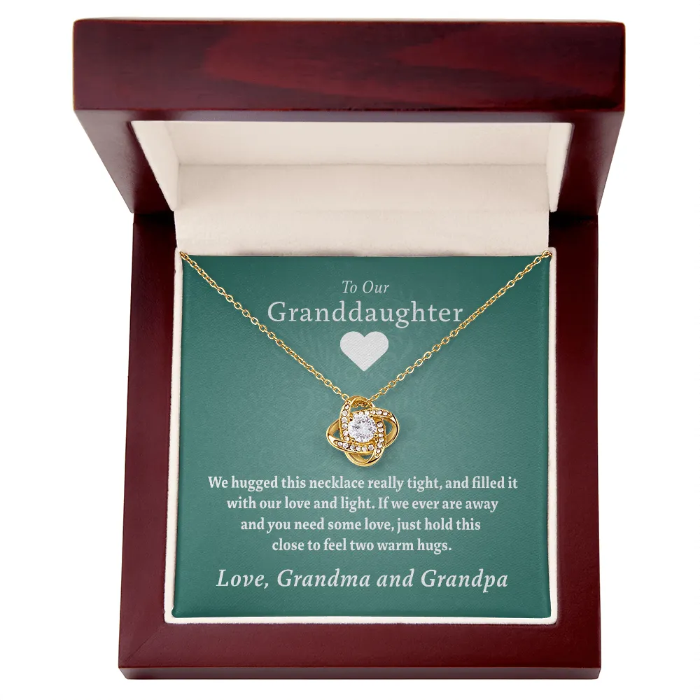 Our Granddaughter (From Grandma & Grandpa) - Two Warm Hugs Gold Necklace