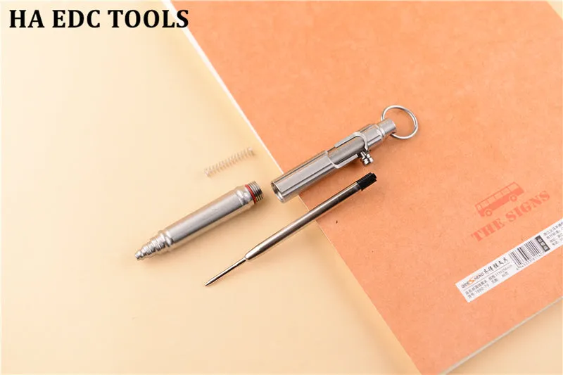 Outdoor Self-defense Retro Stainless Steel Machine Gun Pen | Stainless Steel Bolt Type Tactical Pen