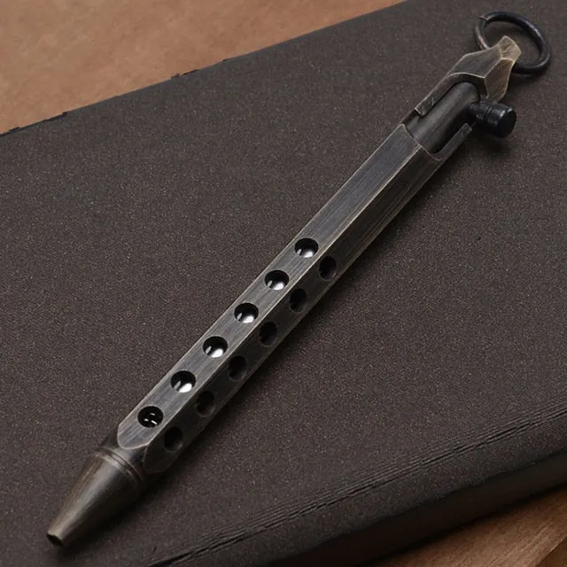 Outdoor Self-defense Retro Stainless Steel Machine Gun Pen | Stainless Steel Bolt Type Tactical Pen