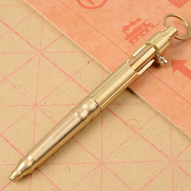 Outdoor Self-defense Retro Stainless Steel Machine Gun Pen | Stainless Steel Bolt Type Tactical Pen