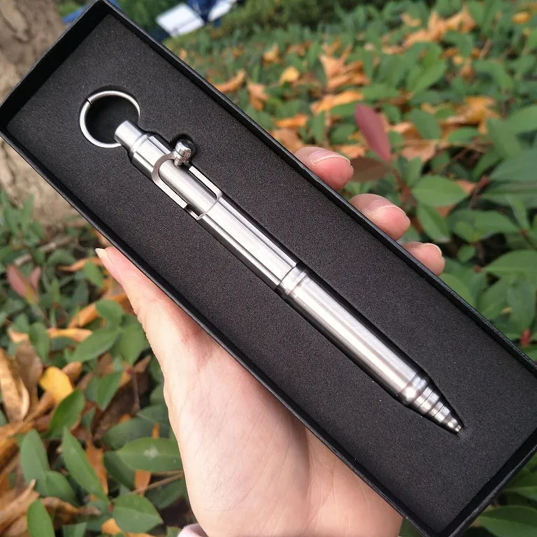 Outdoor Self-defense Retro Stainless Steel Machine Gun Pen | Stainless Steel Bolt Type Tactical Pen