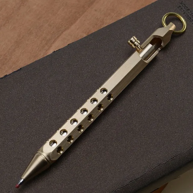 Outdoor Self-defense Retro Stainless Steel Machine Gun Pen | Stainless Steel Bolt Type Tactical Pen