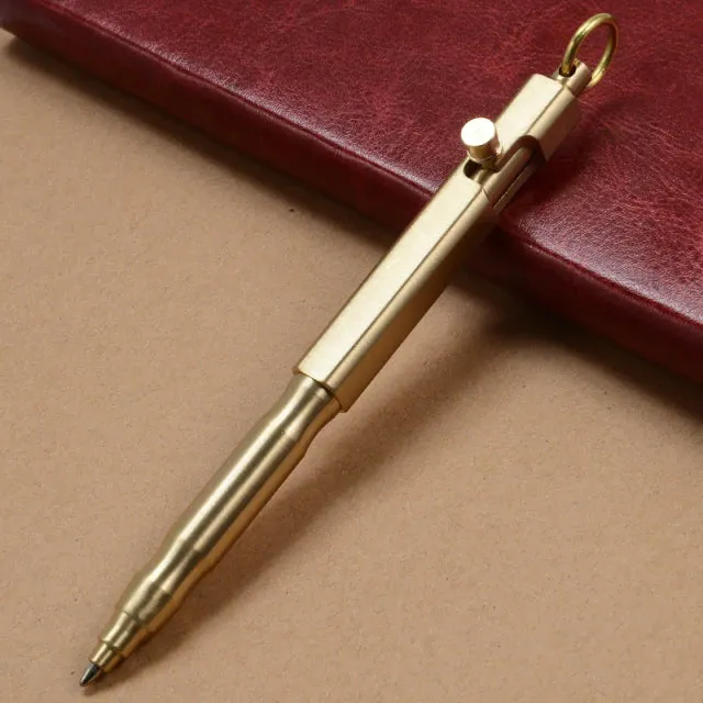 Outdoor Self-defense Retro Stainless Steel Machine Gun Pen | Stainless Steel Bolt Type Tactical Pen