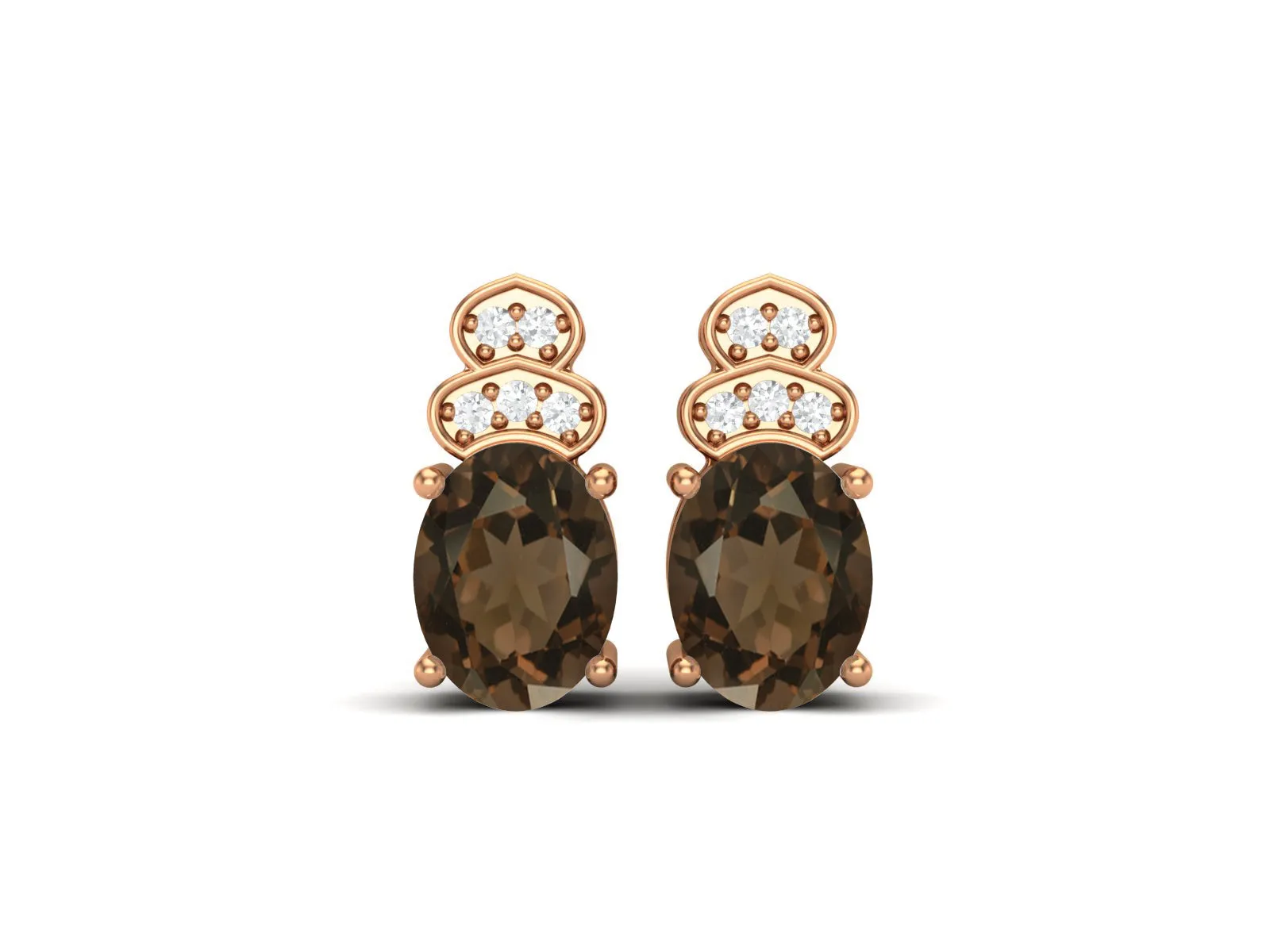 Oval Shape Smoky Quartz 925 Sterling Silver Women Wedding Earrings